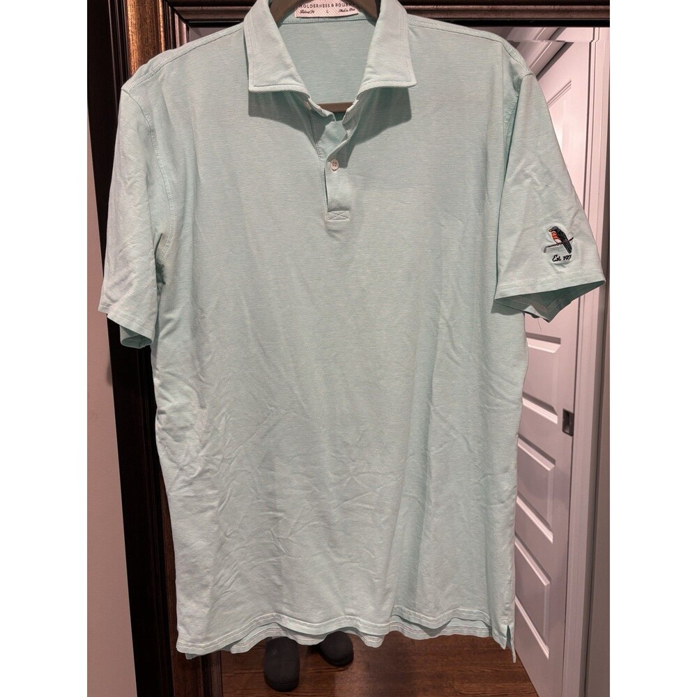 Holderness & Bourne Tailored Fit Polo Shirt Size Large Mint Green Pima Cotton